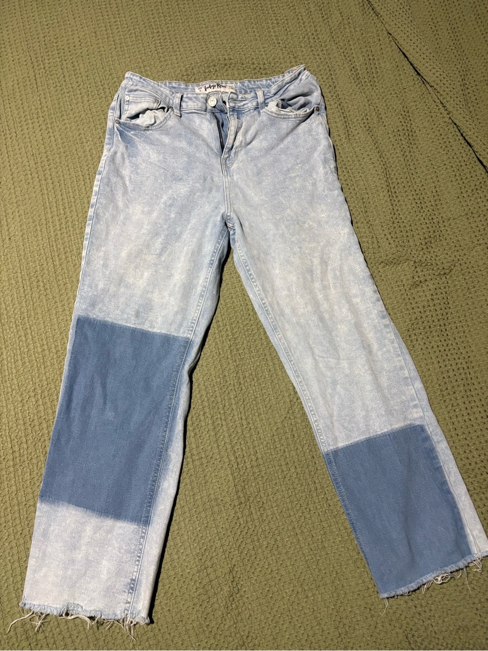 Indigo Rein Two-Tone Light & Dark Blue Straight Leg Jeans